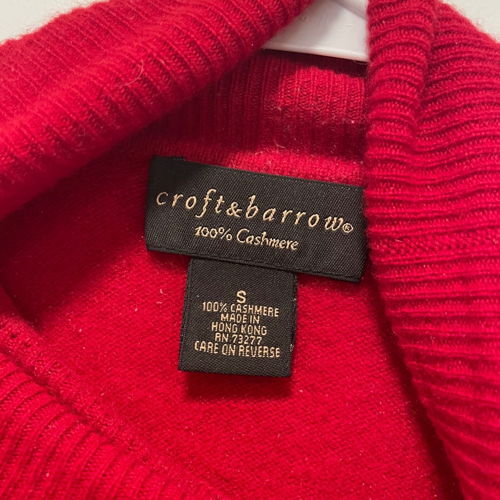 Croft & Barrow Red 100% Cashmere Turtleneck Sweater Women Small Long Sleeve Knit - Picture 3 of 7